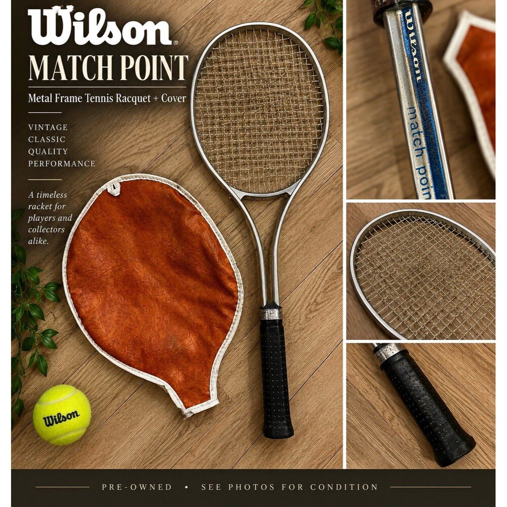 Wilson Match Point Metal Frame Tennis Racquet, Cover, MPN Match Point